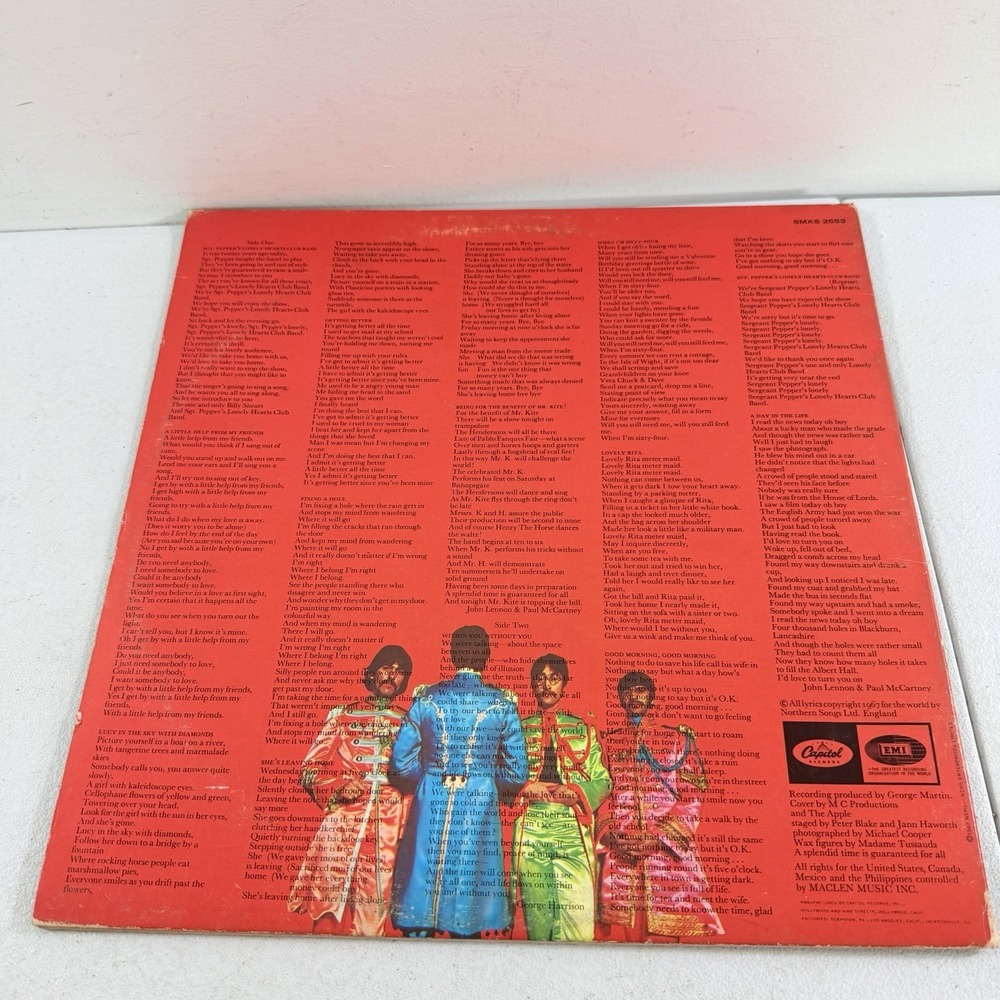 The Beatles Sgt. Pepper's Vinyl Record LP VG+ 1967 Stereo Capitol SMAS-2653 - Picture 8 of 8